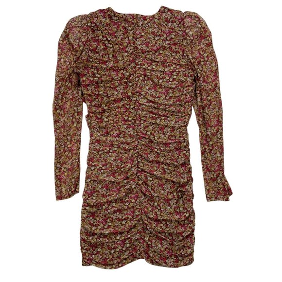 Bardot Revolve Ruched Ditsy Floral Mini Dress S Ditsy Floral - Picture 11 of 12